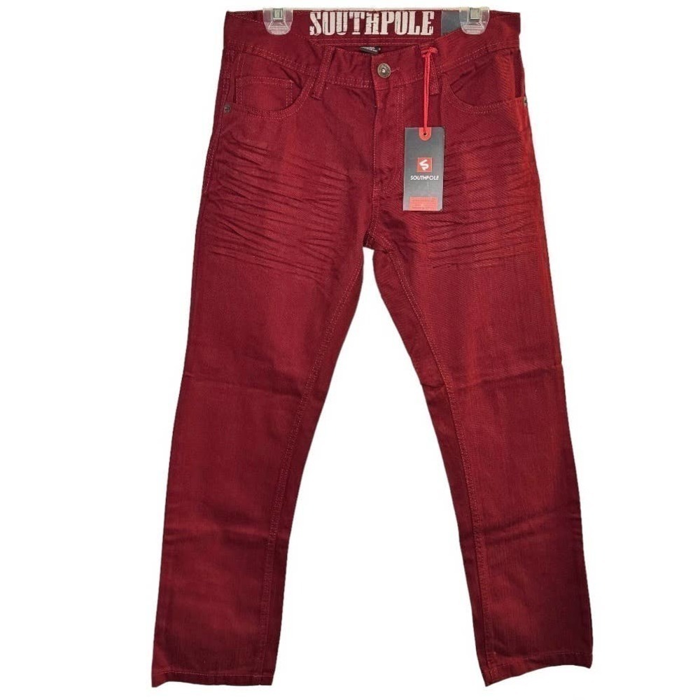 Southpole 29 X 30 Red Regular Straight 100% Cotton Twill Denim Jeans